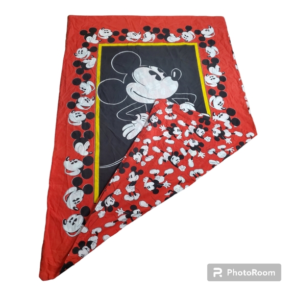 Vintage 90's Disney Mickey Mouse Double Sided Duvet Cover Twin Bedding - Picture 5 of 13